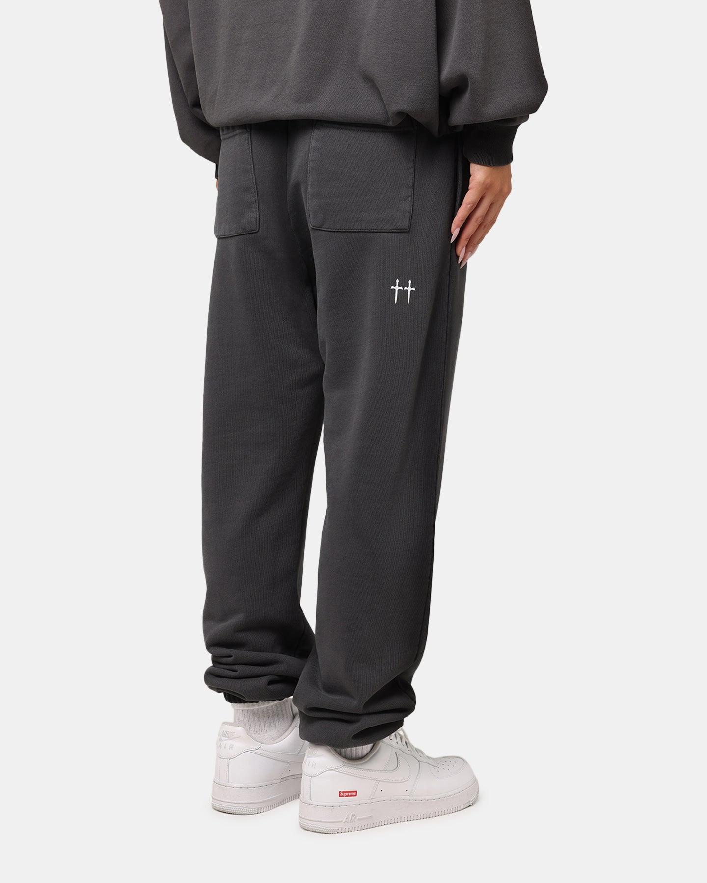 Saint Morta Contrast Wash Sweatpants Washed Black Versatile Look Functional Fit