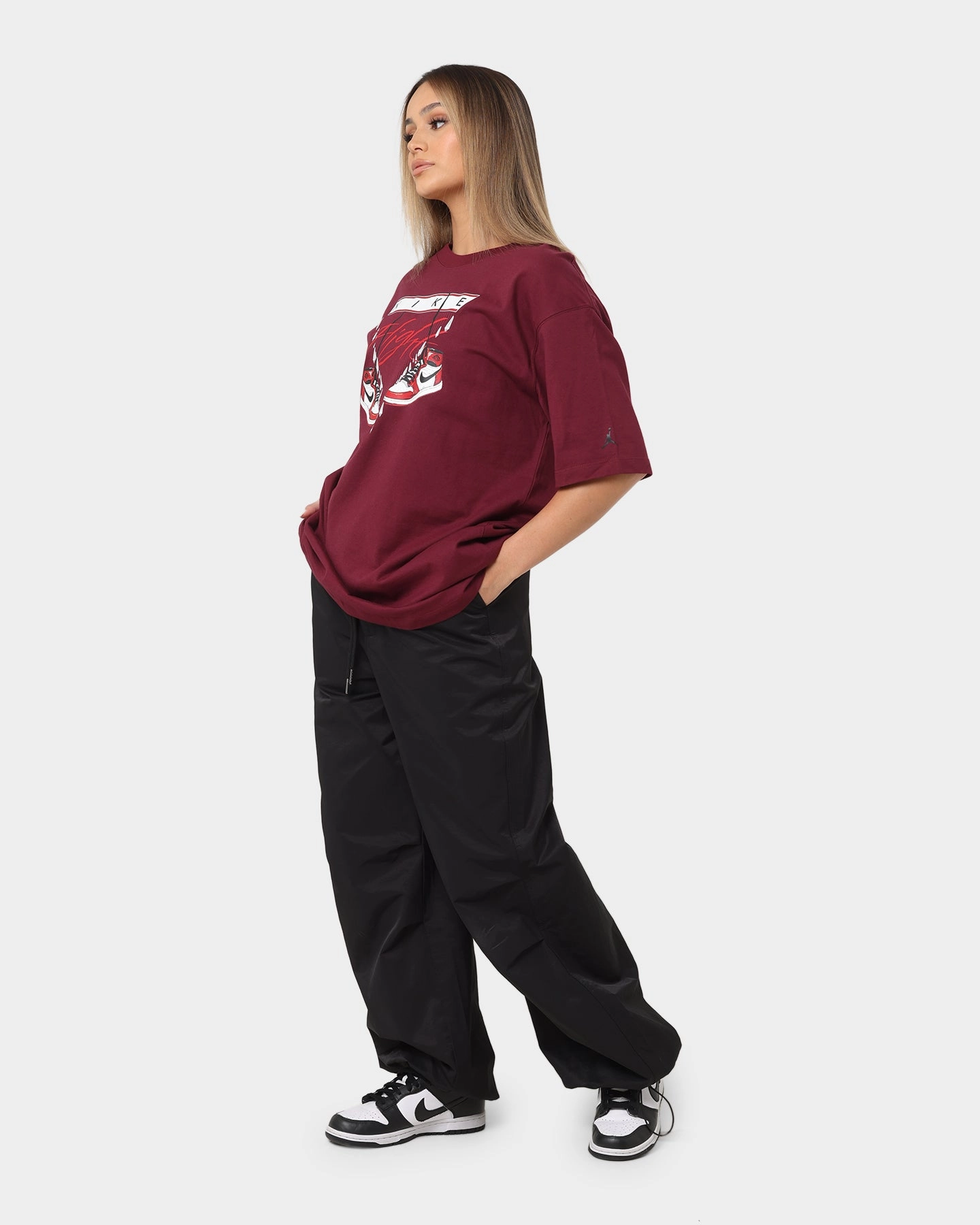 black friday Jordan Women's Jordan Flight Graphic Oversized T-Shirt Cherrywood Red