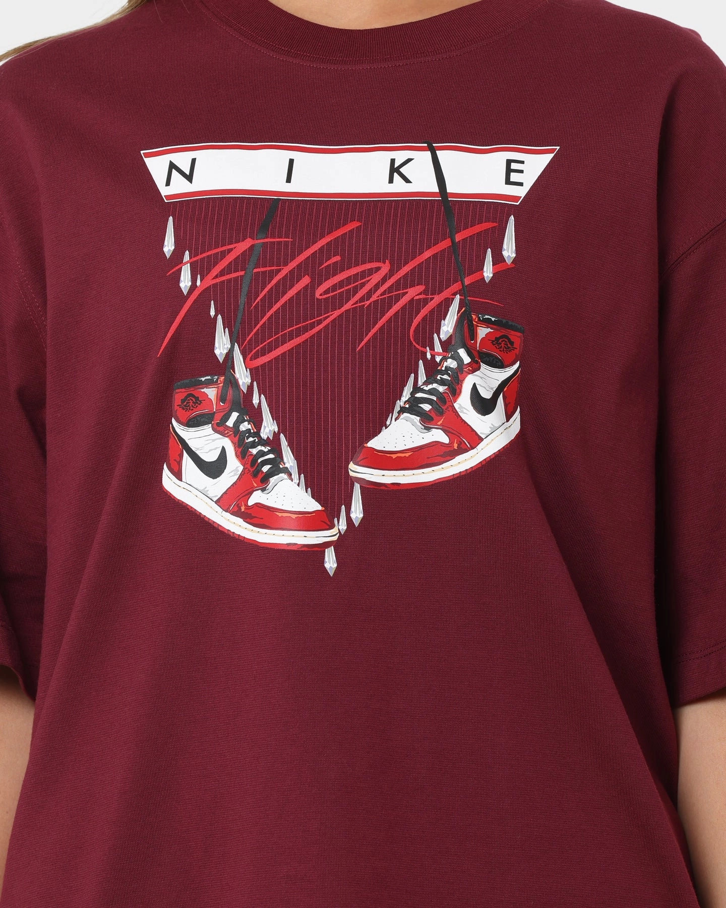 Workout Gear Premium Cotton Blend Jordan Women's Jordan Flight Graphic Oversized T-Shirt Cherrywood Red