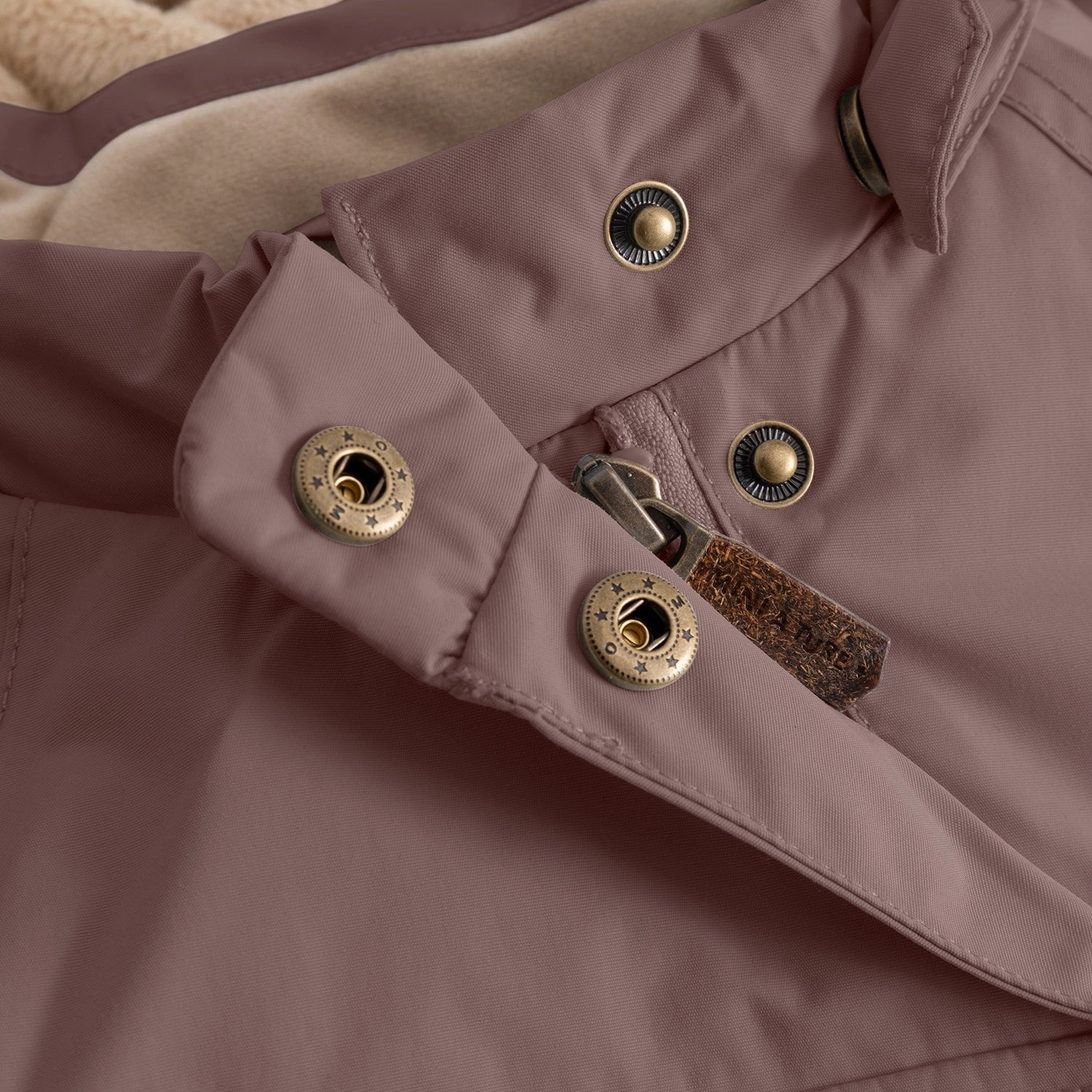 Mini A ture Peppercorn Plum Matwang Fleece Lined Winter Jacket. GRS Hypoallergenic Fiber Filling