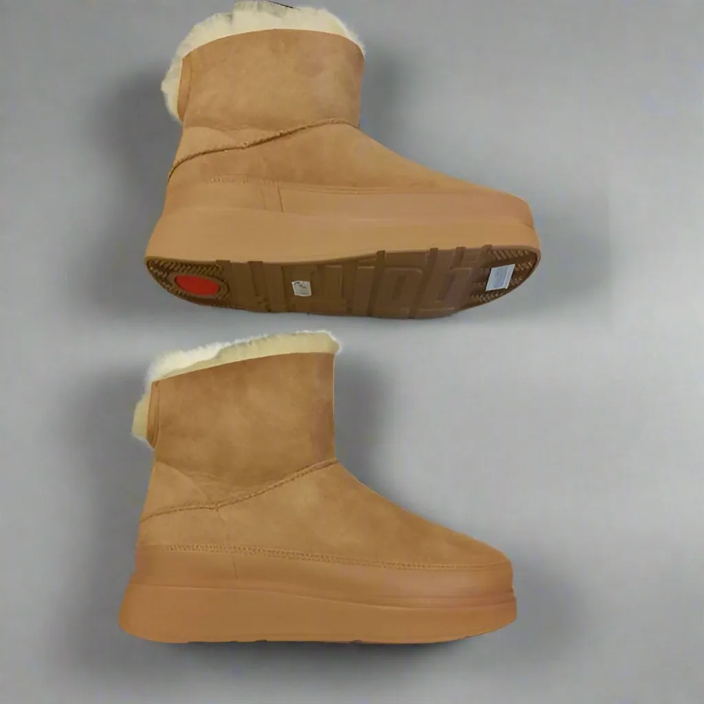 Fitflop Gen-FF Mini  D/Faced Shearling Boots In Desert Tan