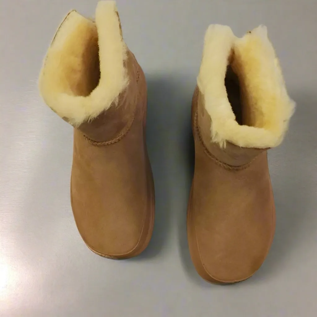 Fitflop Gen-FF Mini  D/Faced Shearling Boots In Desert Tan
