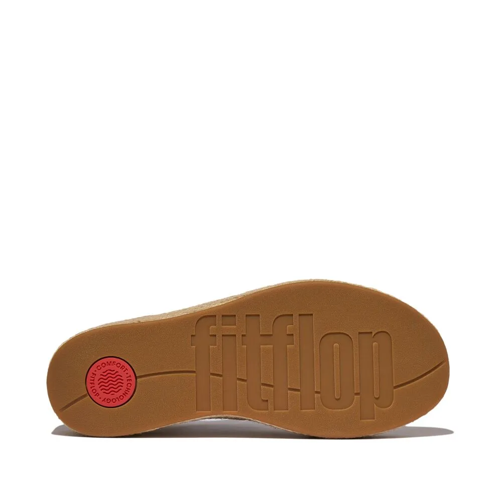 FitFlop Platform Espadrille Leather Wedge Fisherman Sandals - Platino