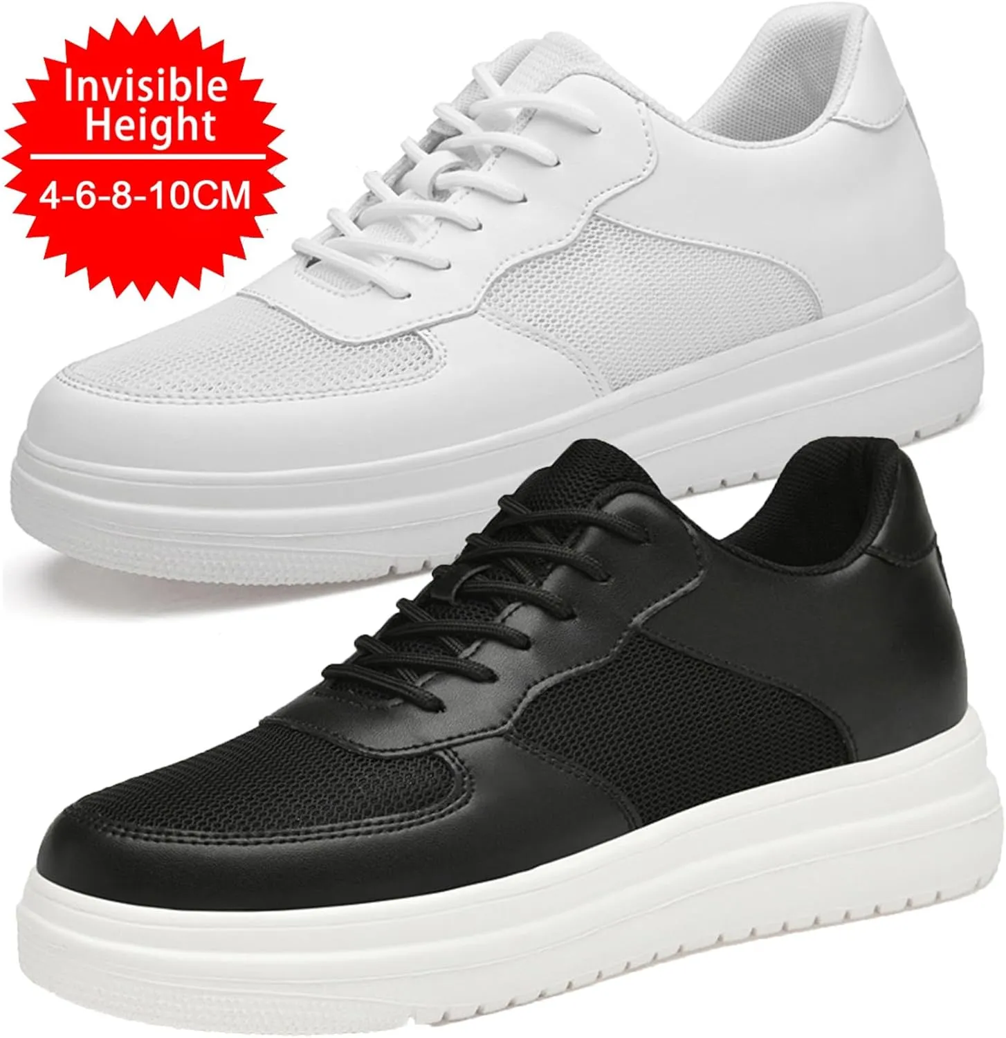 Flat Lifting Shoes Men Women 3 Inches Invisible Elevator Breathable Mesh Height Boosting Casual Work Tennis Shoes