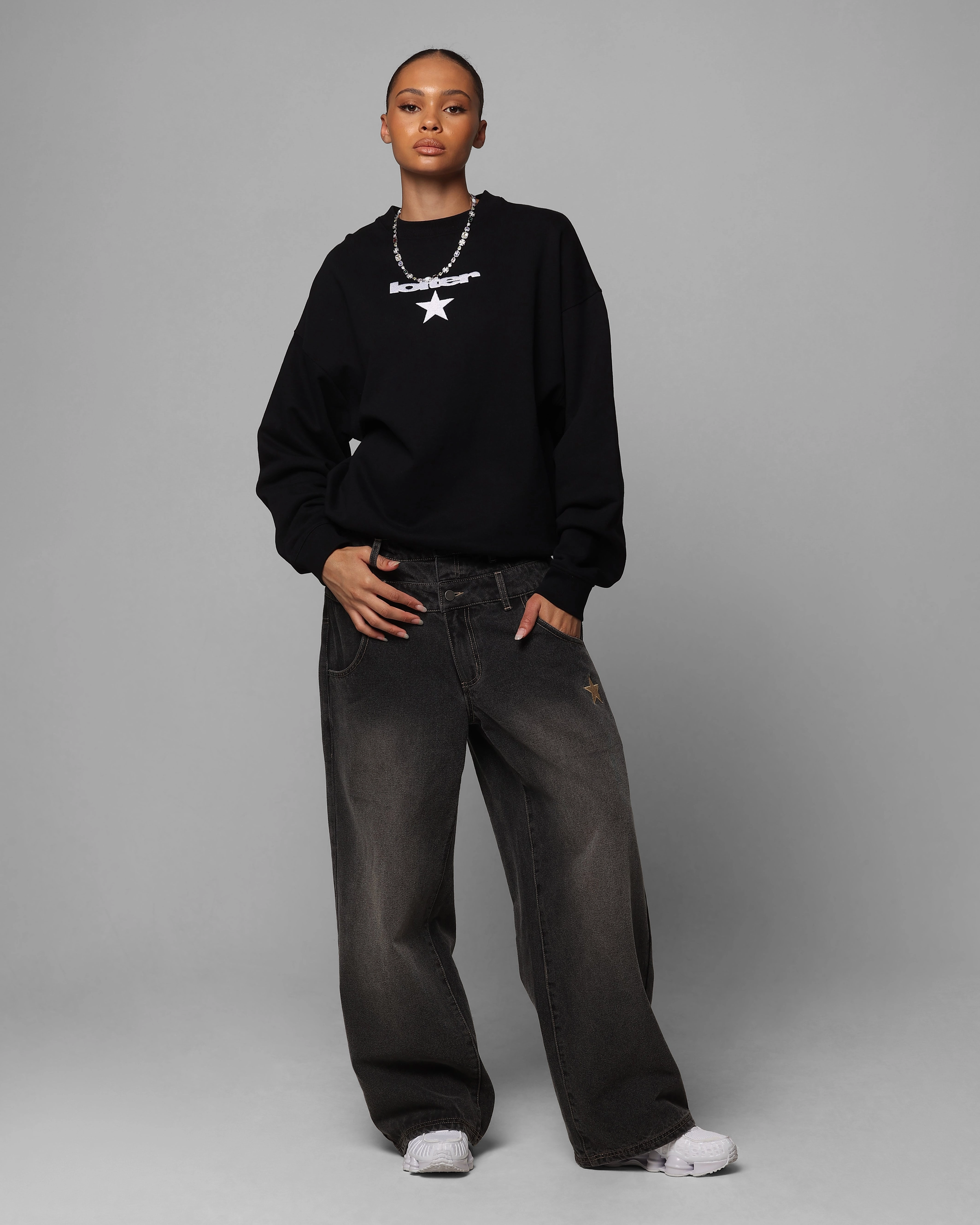 Loiter Star Layered Jeans Vintage Black NonChafingEdges