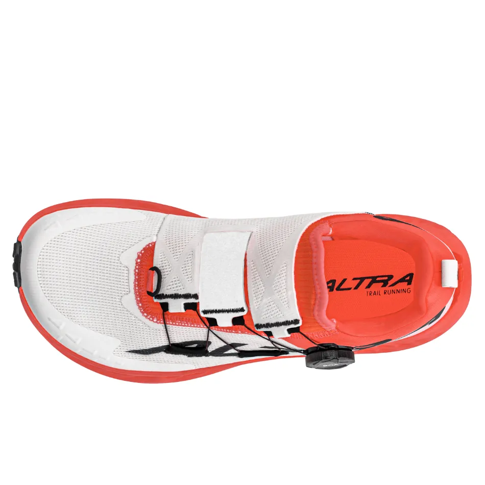Contoured Collar Padding Ground Feel Technology Altra Men's Timp Boa Trail Running Shoe in White/Coral SS25