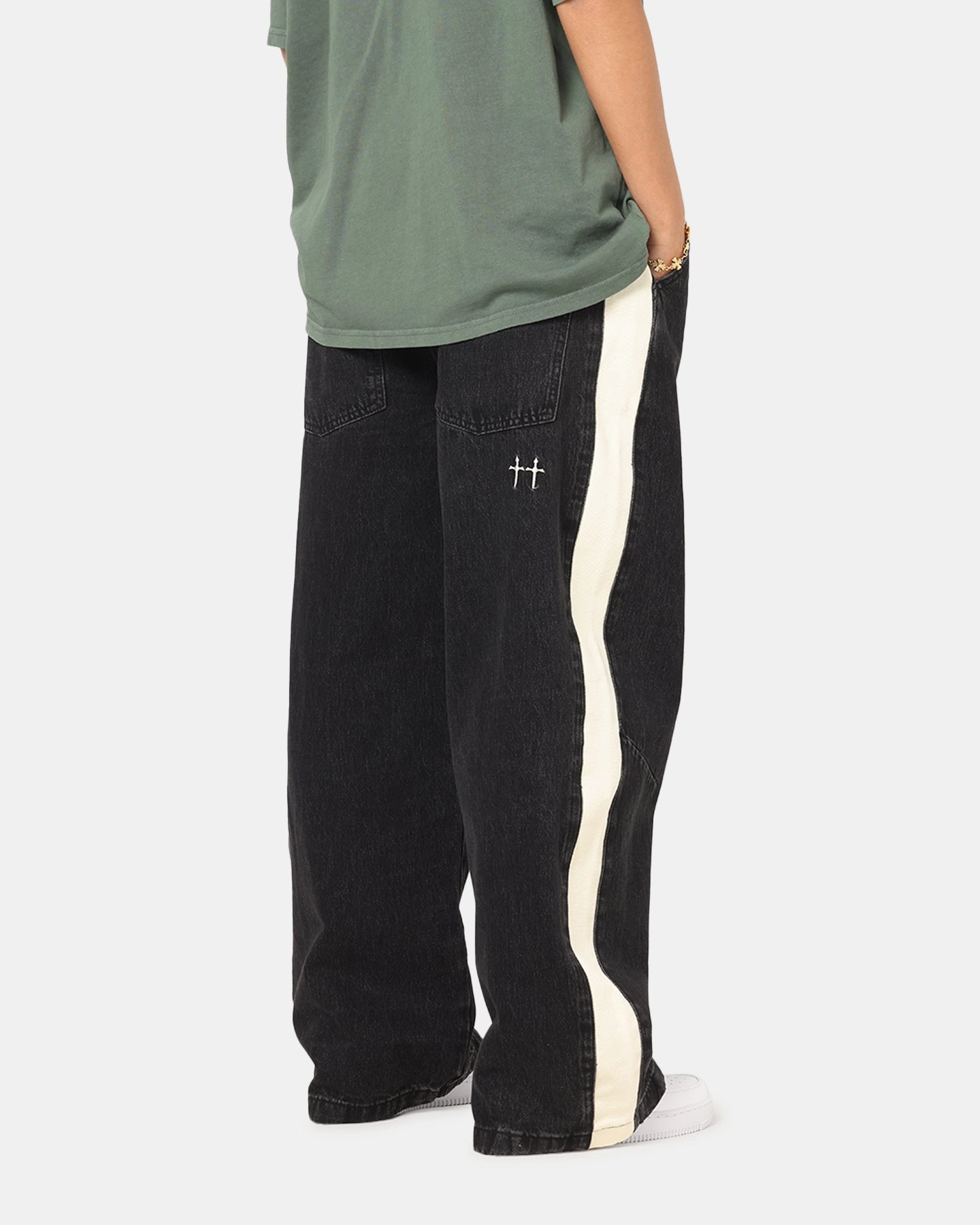Saint Morta Amplus Sidewinder Jeans Black/Off White DurableBartack ErgonomicArticulatedDesign