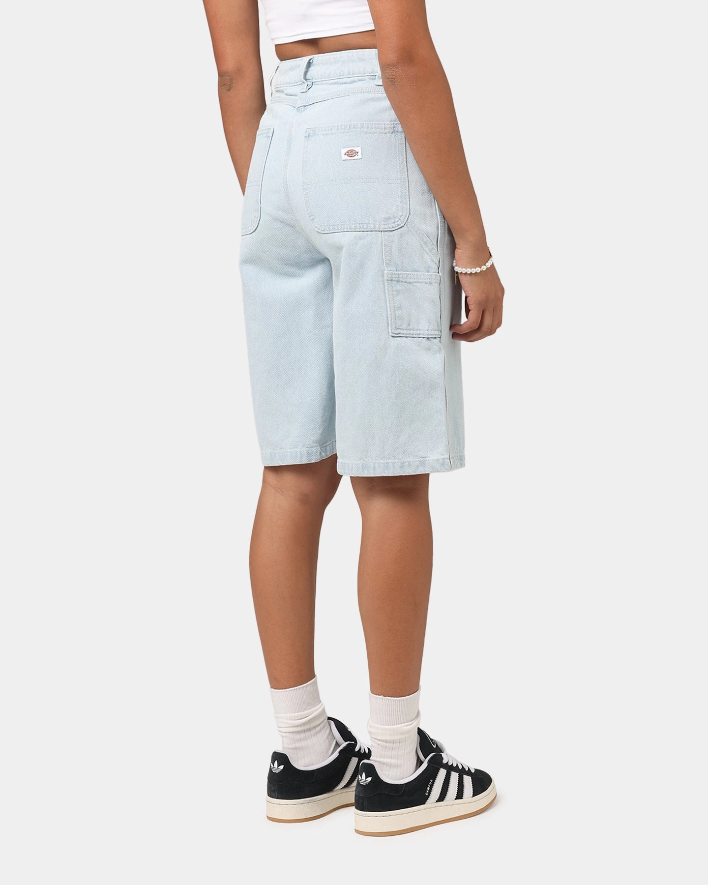 Dickies Women's Carpenter Denim Shorts Sky Blue Comfy Wardrobe Day Ready