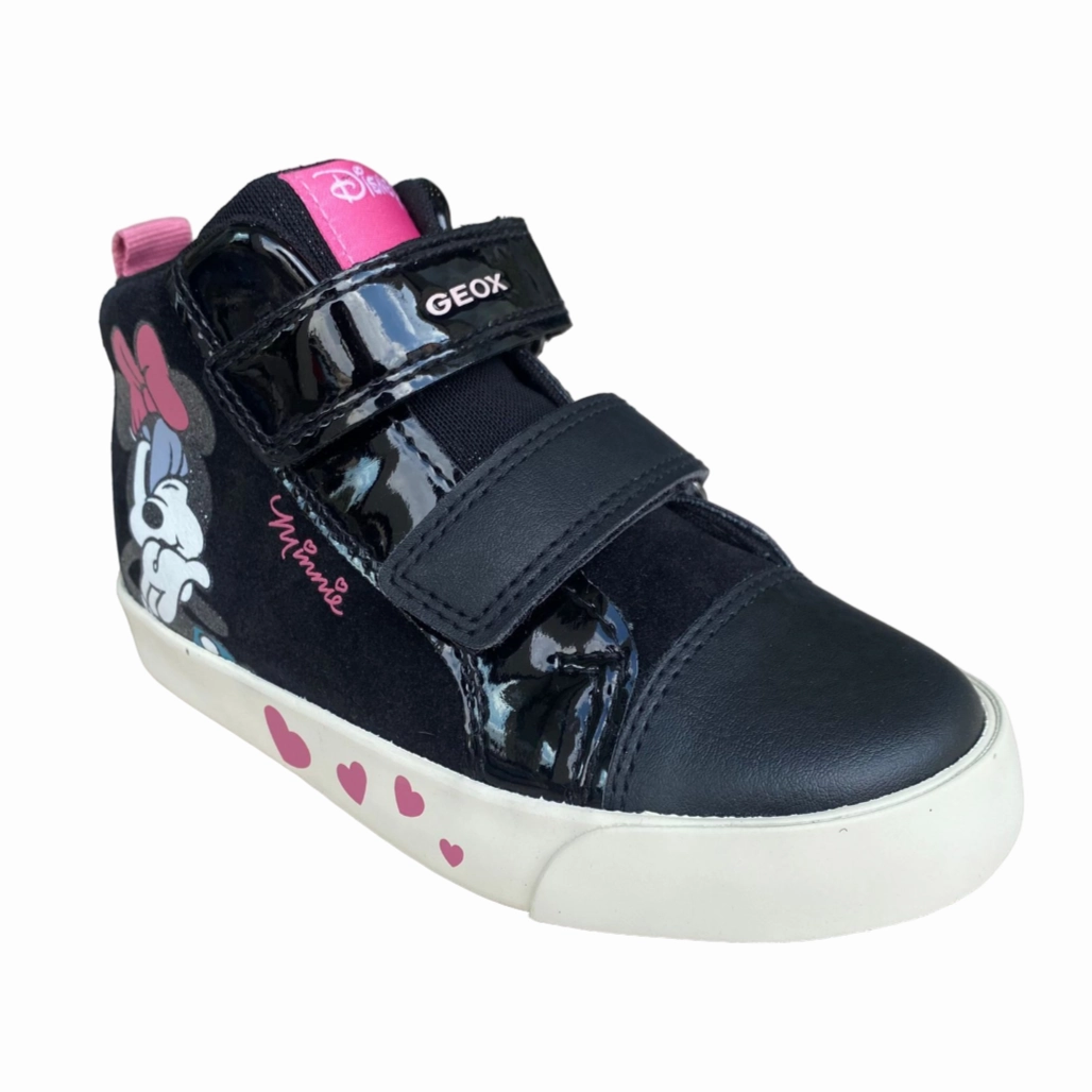 Geox scarpa sneakers con strappo da bambina Kilwi Minnie B46D5B 022HH C9289 nero-rosa increase stability