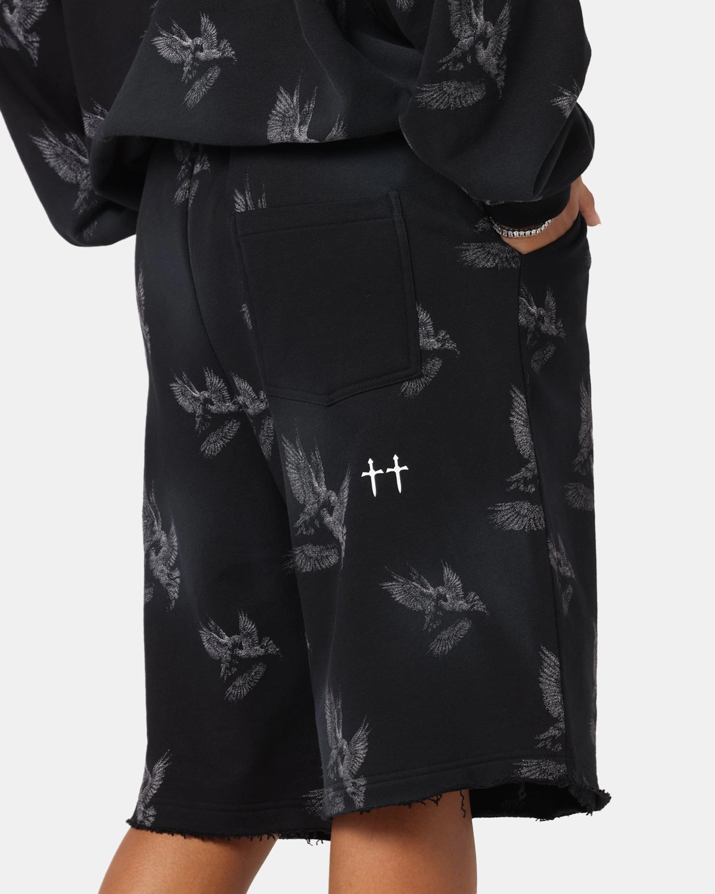 Saint Morta Doves Baggy Sweat Shorts Vintage Black Classy Fit Effortless Fit