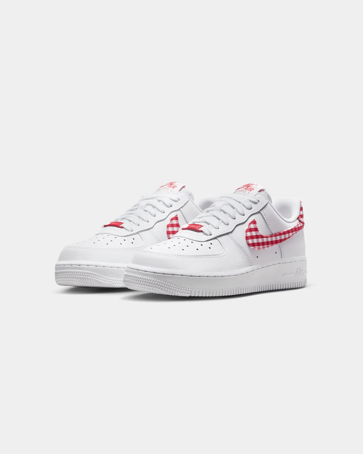 Nike Women's Air Force 1 '07 "Gingham Plaid" White/Mystic Red Comfortable Upper Material