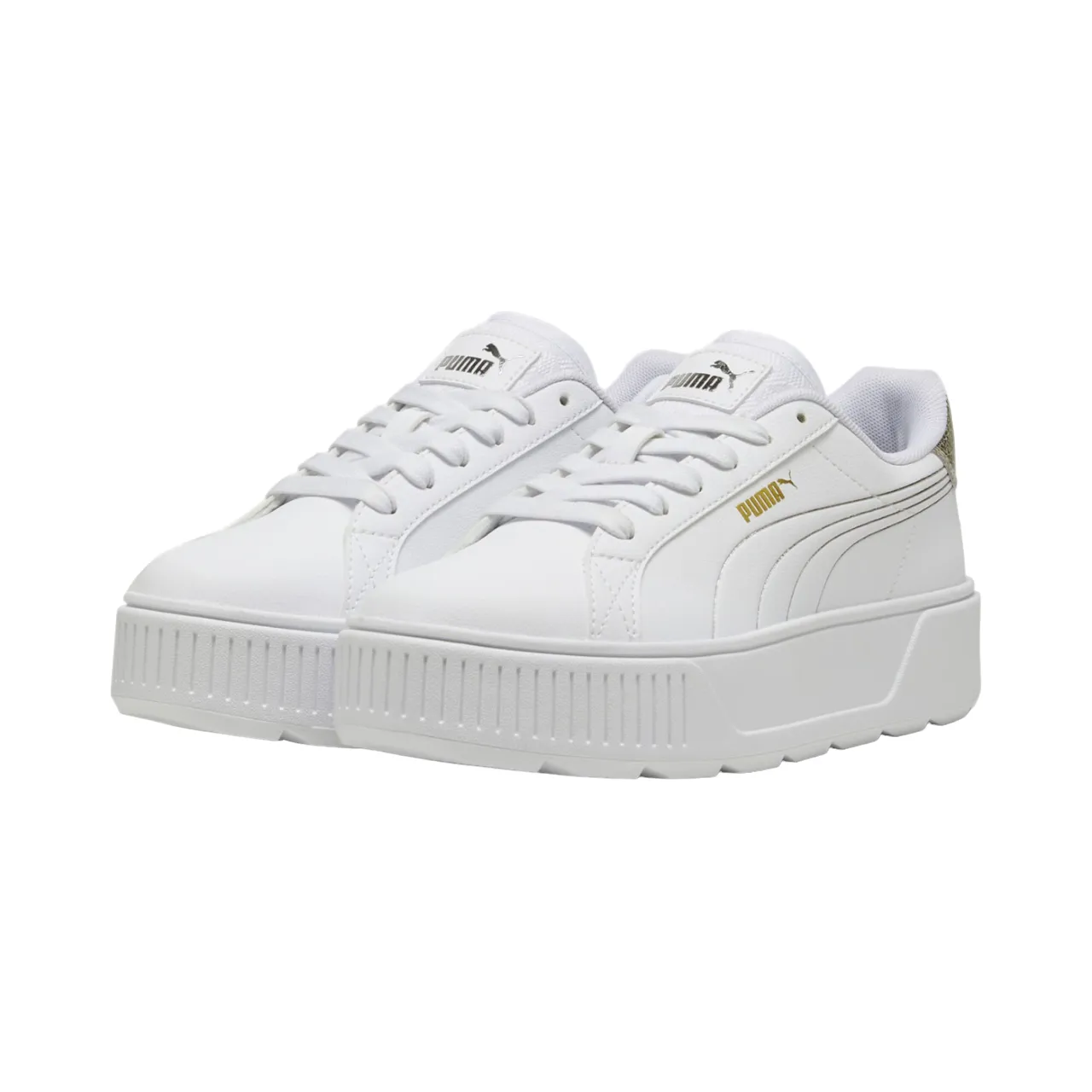 Puma scarpa sneakers da donna Karmen Metallic Shine 395099-01 bianco Adjustable Belt
