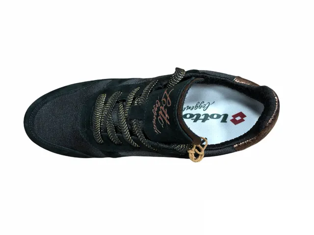 Lotto Leggenda scarpa sneakers da donna Wedge Bronze 217129 8NC nero-rame ReinforcedHeel