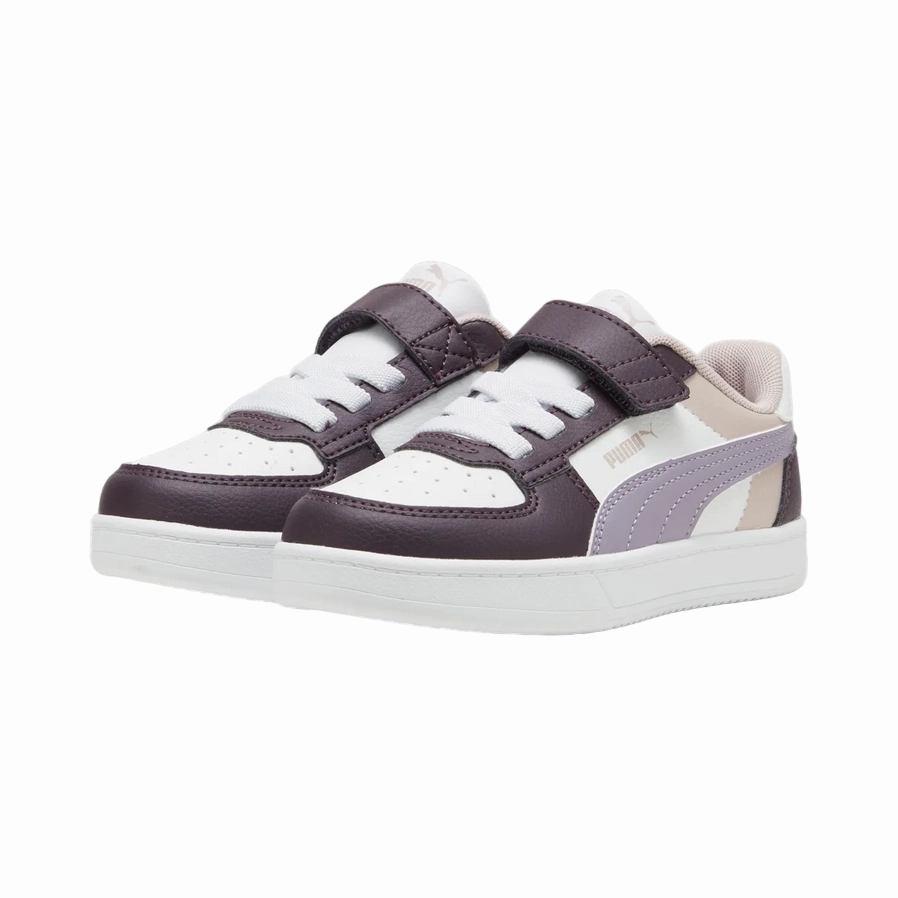 Puma scarpa sneaker da bambina con laccio elastico e velcro Caven 2.2 Block 394462-11 prugna-bianco Adaptive Lacing Harness foldable running shoes