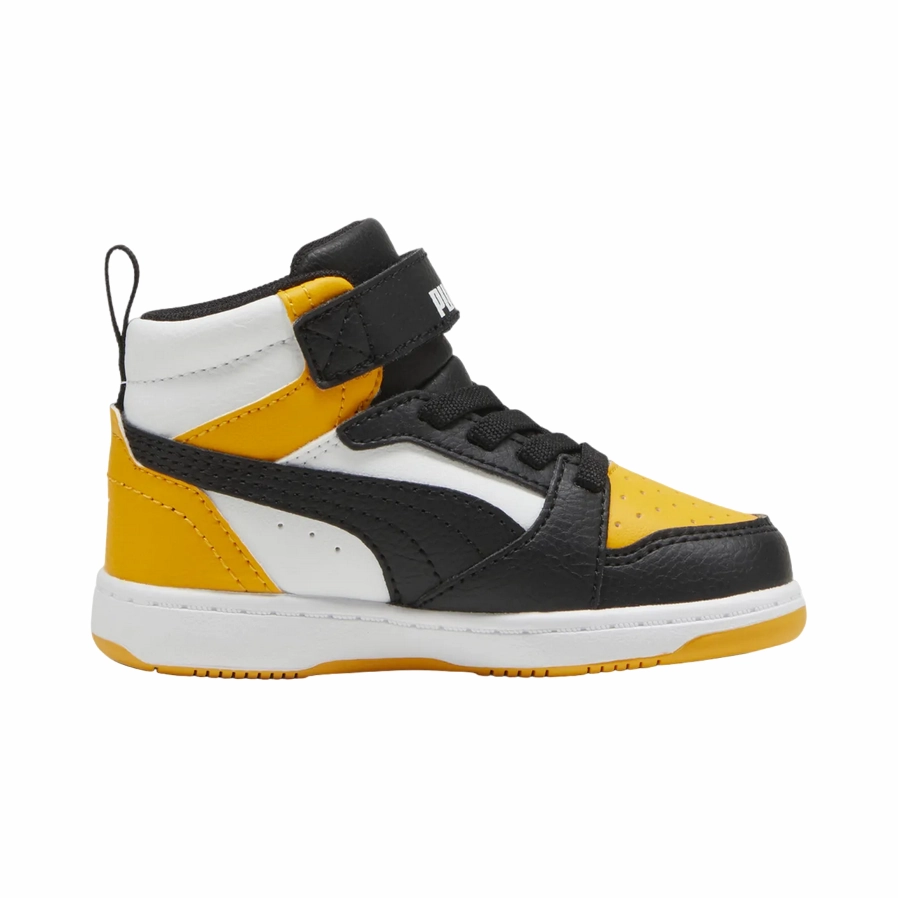 Puma scarpa da ginnastica alta da bambino Rebound V6 Mid 396542-19 nero-mandarino synthetic - upper shoes