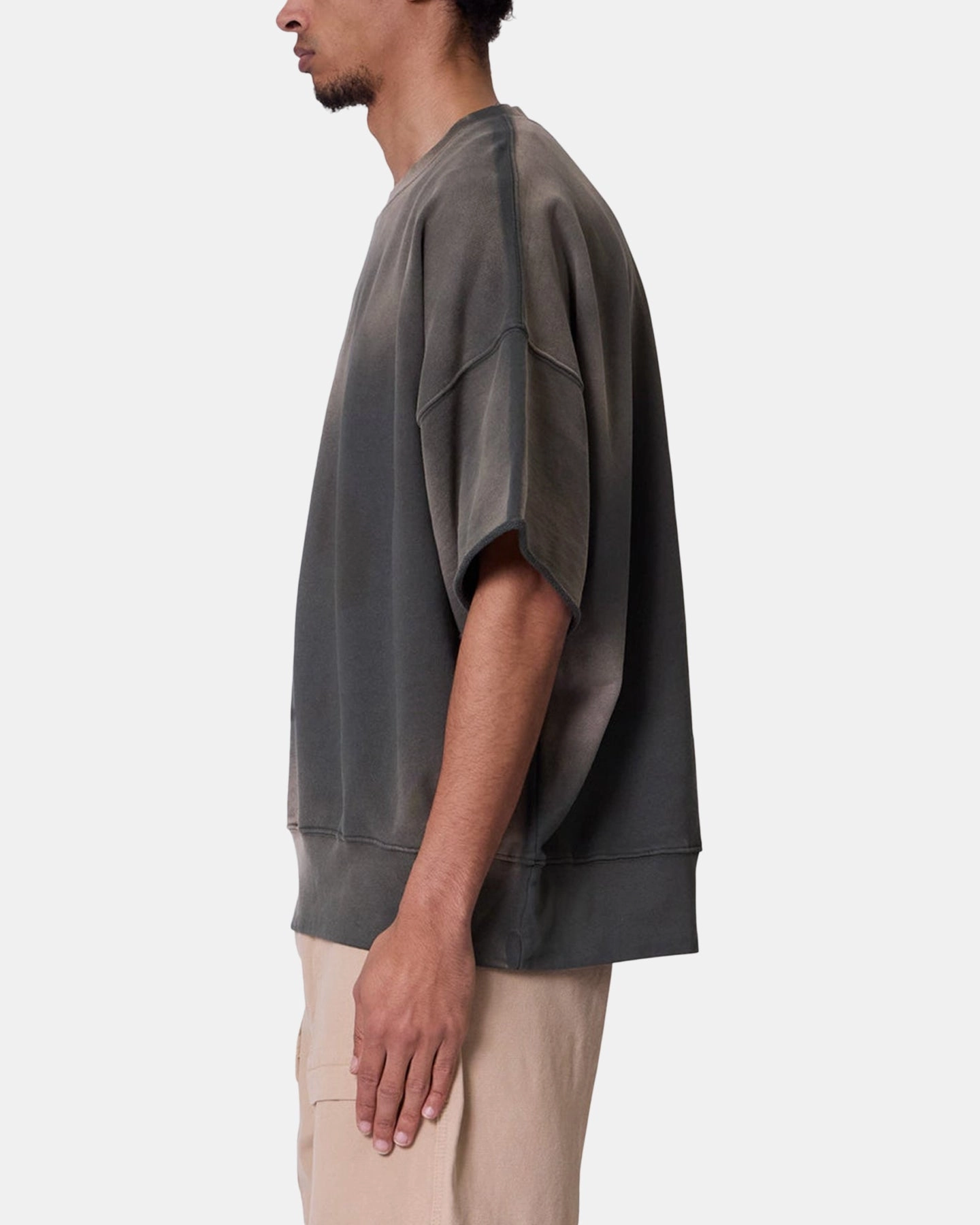 Comfortable Wear Anti Shrinkage Treatment MNML Oversized Crewneck T-Shirt Green