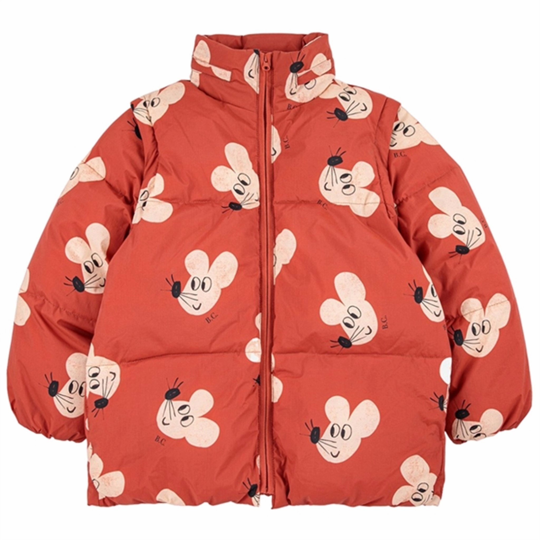 Pre Shrunk Cotton Blend Bobo Choses Brown Mouse Polstret Jacket AOP