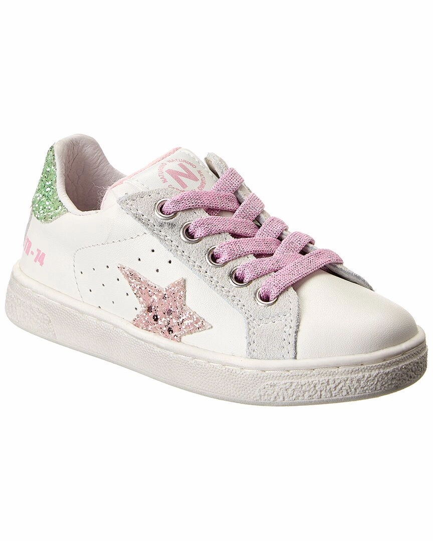 Naturino Pinn Zip Leather Sneaker Reinforced Stitch Detail