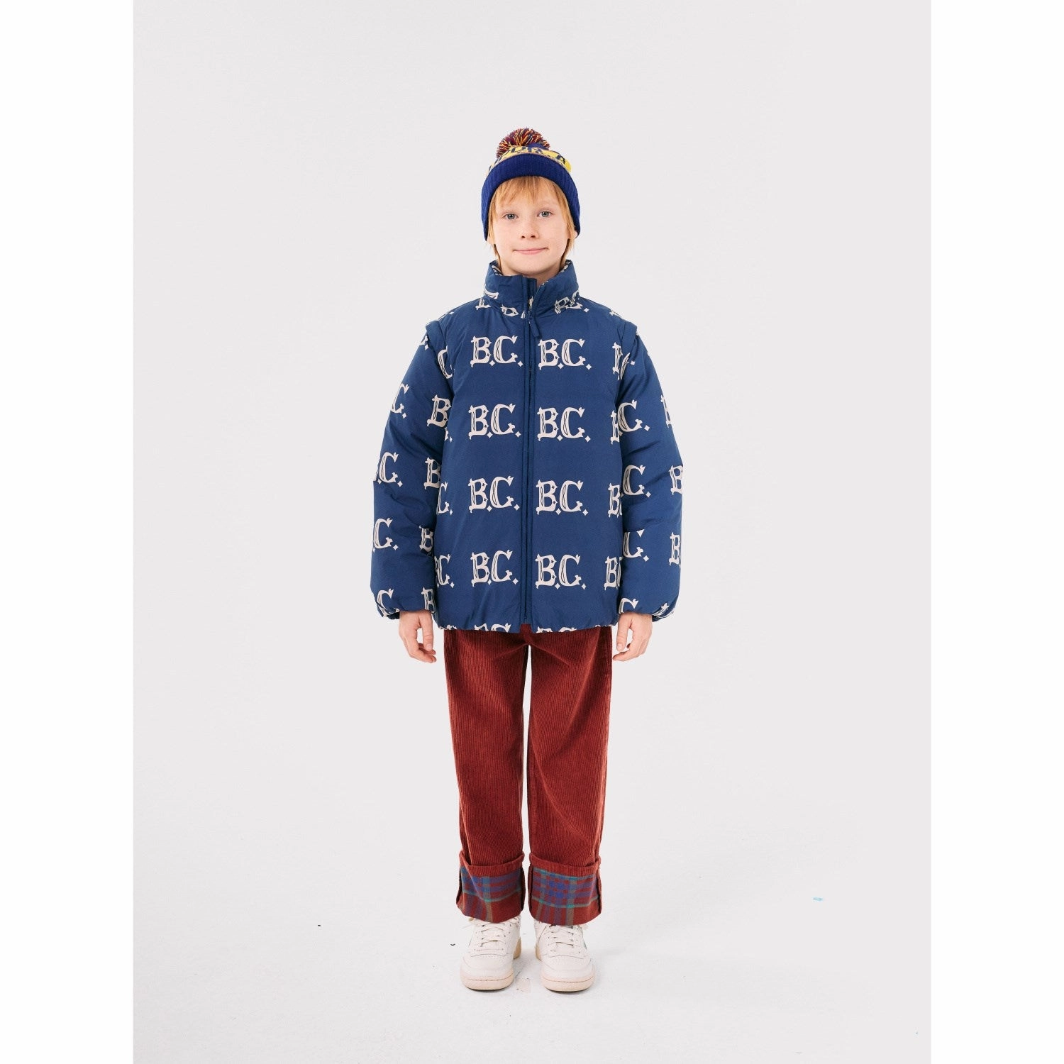 Four Way Stretch Material Bobo Choses Midnight Blue B.C Vintage All Over Padded Anorak