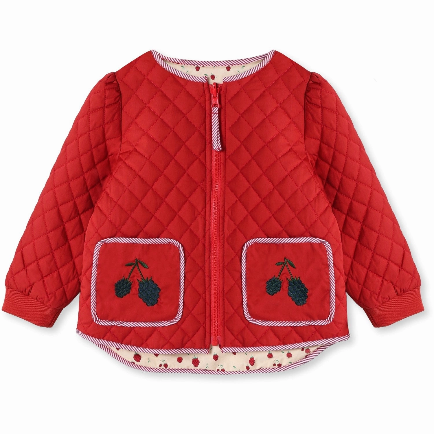 Fliink Pompeian Red Aop Kota Berry Jacket Anti Static Finish Soft Lining
