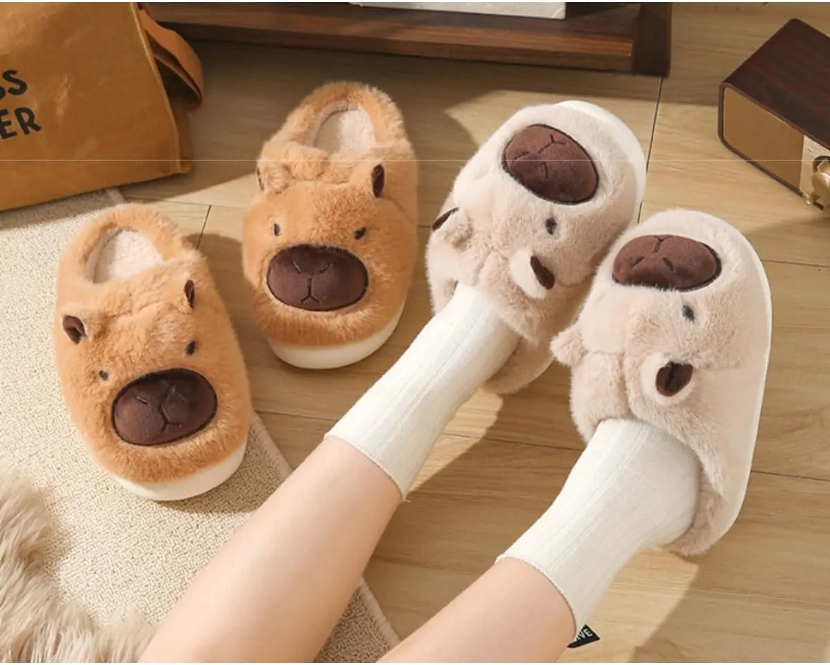 Fluffy Animal Plush Slippers for Women  Cozy Furry Slippers with Chunky Sole, Cute & Warm Indoor Shoes