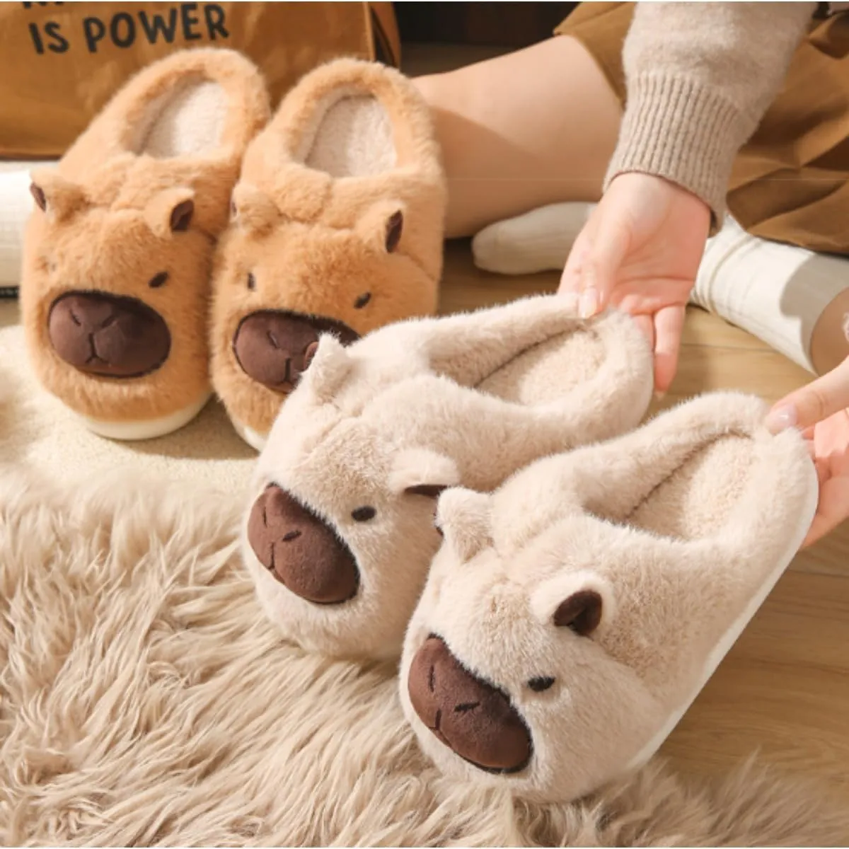 Fluffy Animal Plush Slippers for Women  Cozy Furry Slippers with Chunky Sole, Cute & Warm Indoor Shoes