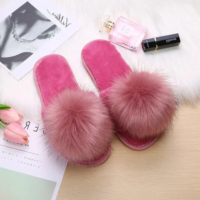 Fluffy Slippers For Women Fur Slides Furry Female Winter Home Shoes Fuzzy Woman Indoor House Ladies Flip Flops Chinelo Feminino