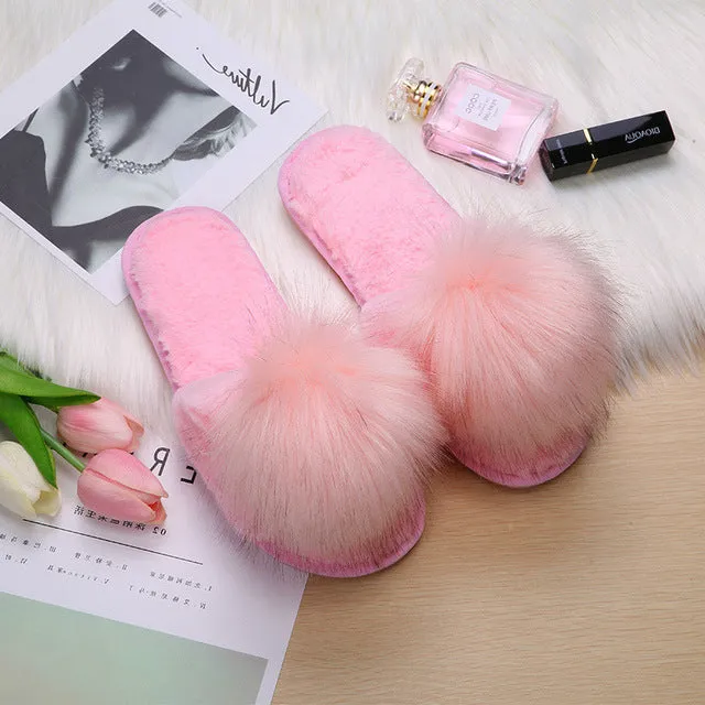 Fluffy Slippers For Women Fur Slides Furry Female Winter Home Shoes Fuzzy Woman Indoor House Ladies Flip Flops Chinelo Feminino