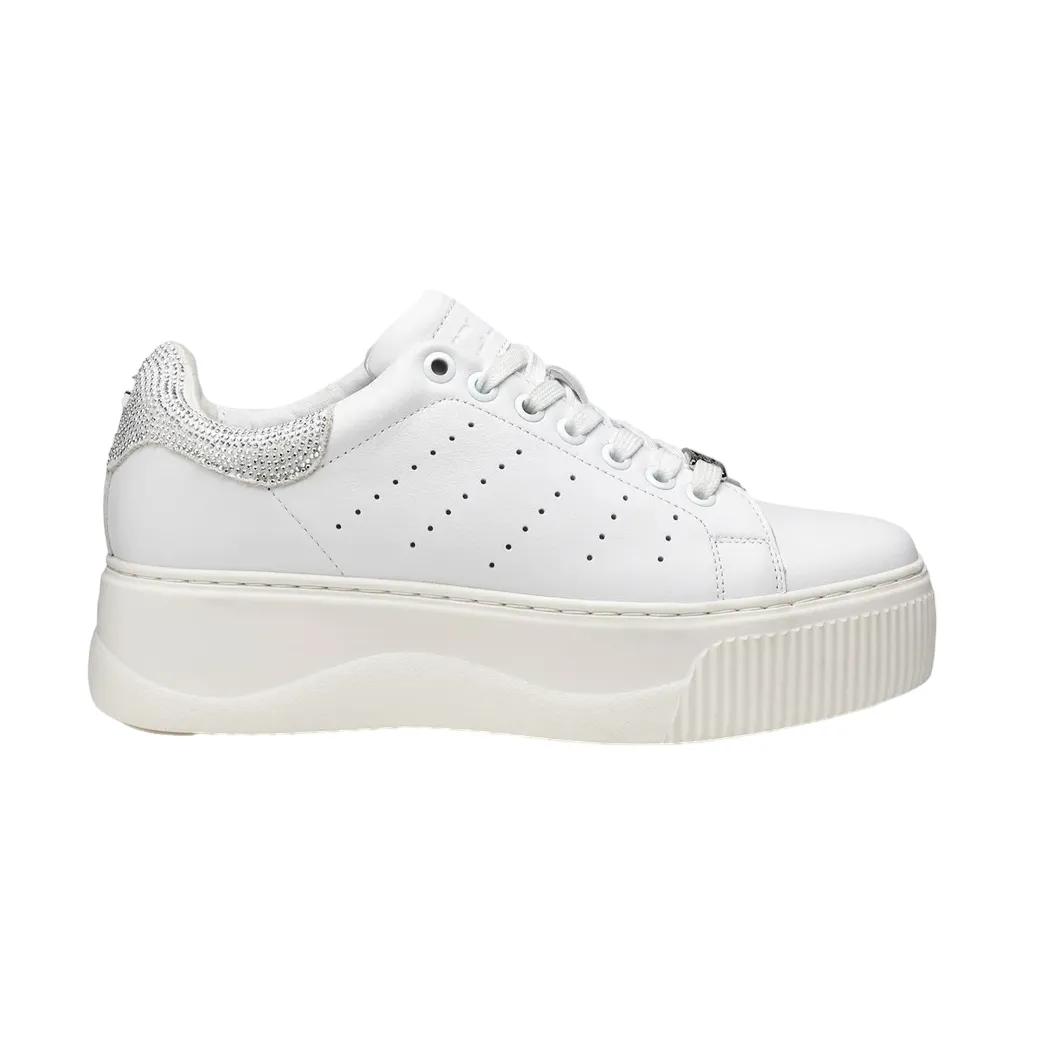Cult scarpa sneakers da donna in pelle con applicazione glitter Perry 3162 CLW316220 bianco LowTop