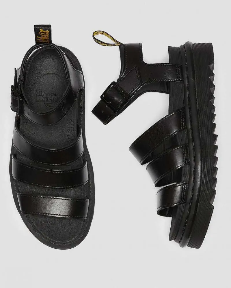 Dr. Martens sandalo con zeppa da donna Blaire Leather Brando 24191001 nero Compression Molded Midsole