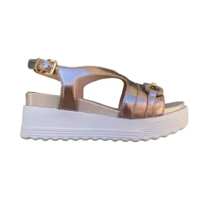 Trendy Footwear for Men Stonefly sandalo da donna in pelle laminata con zeppa Parky 31 222407 Z00 oro