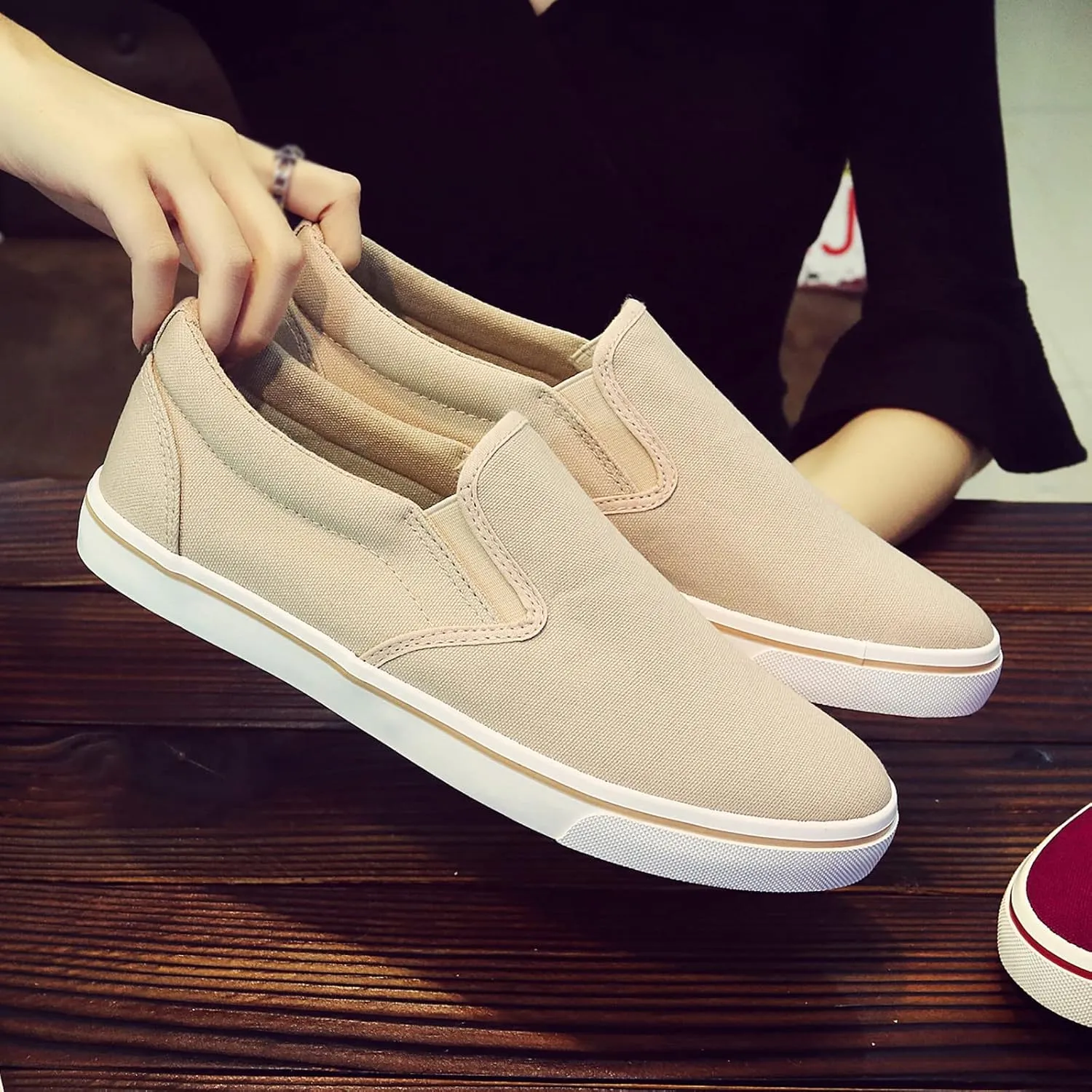 for Men Slip On Shallow Mouth Simple Single Shoes Casual Work Wide Shoes Men