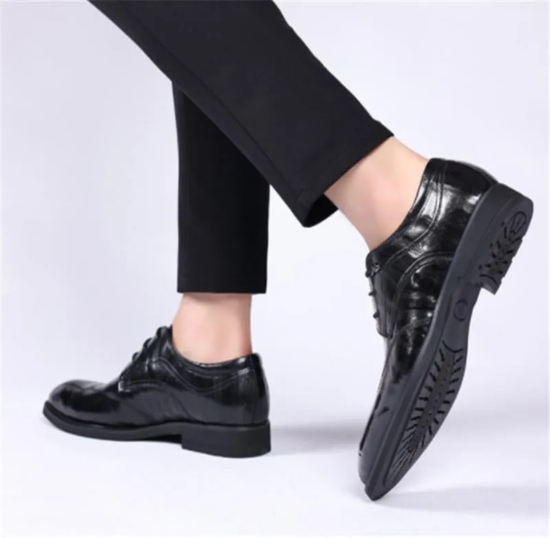 Formal Wear Leather Shoes Men Business Casual Soft Sole Pointed Toe Anti-Slip Wear-Resistant Comfortable Rubber Soft Sole Men's Driving Flats
