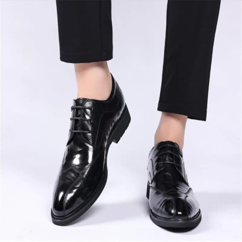 Formal Wear Leather Shoes Men Business Casual Soft Sole Pointed Toe Anti-Slip Wear-Resistant Comfortable Rubber Soft Sole Men's Driving Flats