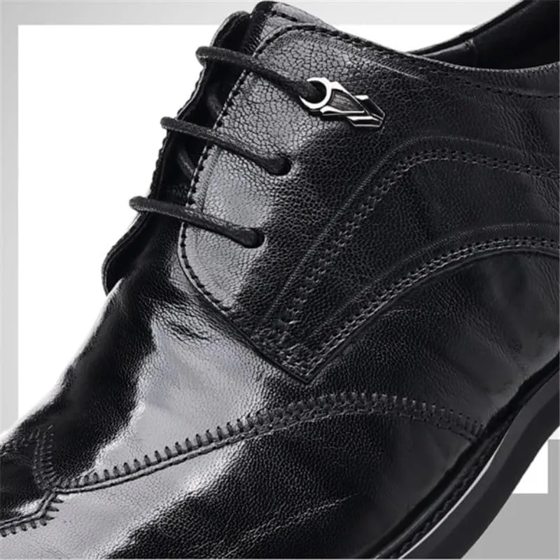 Formal Wear Leather Shoes Men Business Casual Soft Sole Pointed Toe Anti-Slip Wear-Resistant Comfortable Rubber Soft Sole Men's Driving Flats