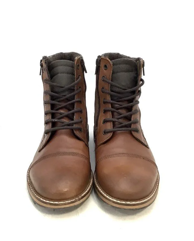 Franco Fortini Men's Dalton B. Borris Brown Leather Combat Boots - Size 9
