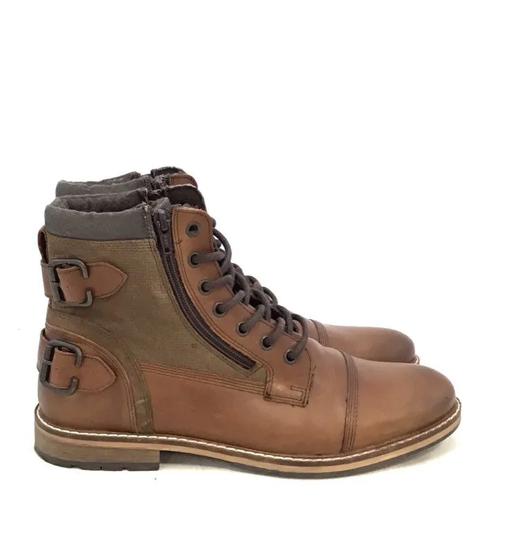 Franco Fortini Men's Dalton B. Borris Brown Leather Combat Boots - Size 9