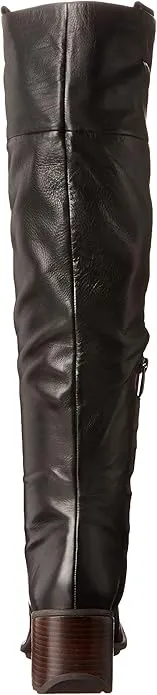 Franco Sarto Forla Black Leather Fashion Zipper Block Heel Knee High Boots