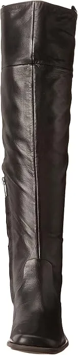 Franco Sarto Forla Black Leather Fashion Zipper Block Heel Knee High Boots