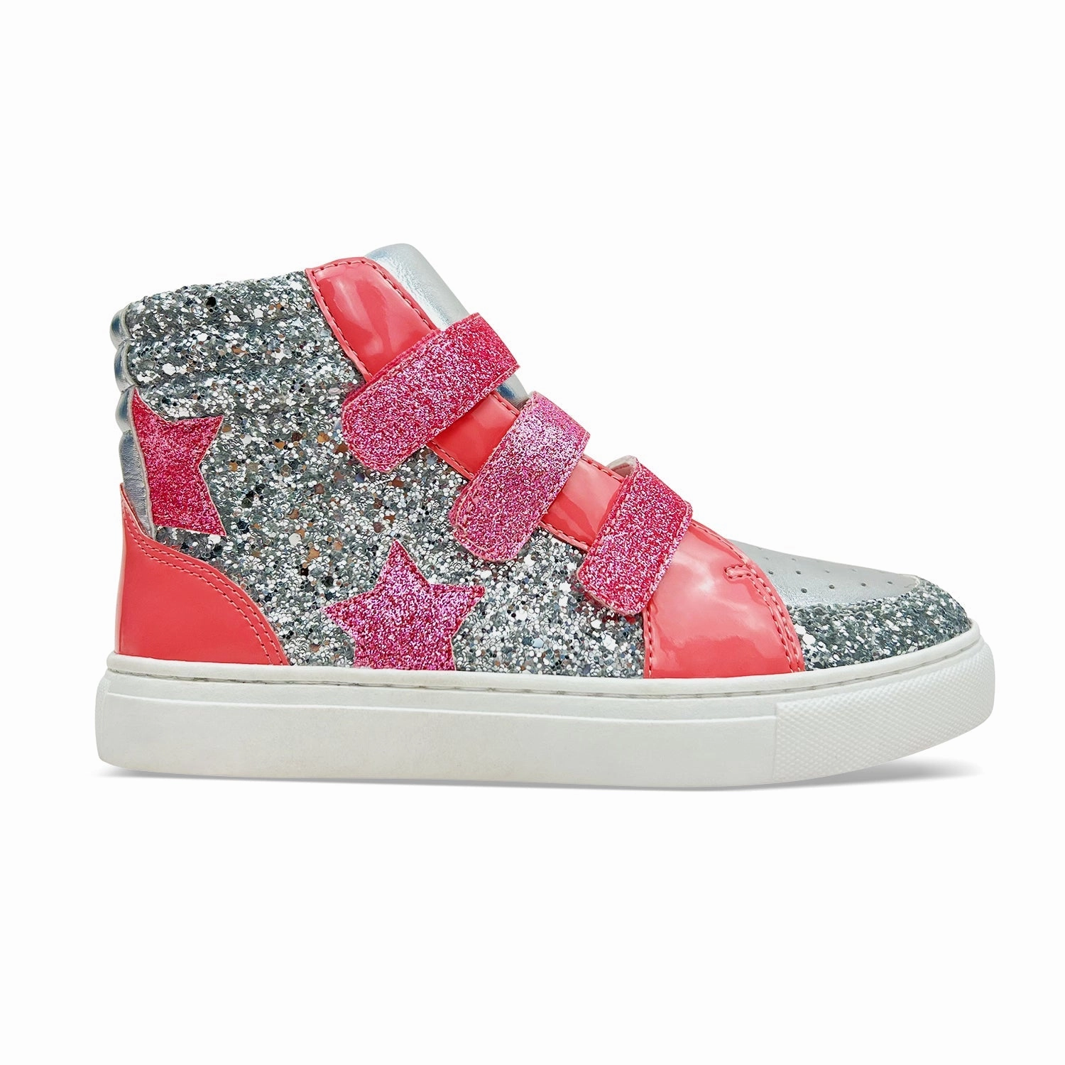 Outdoor Performance Heat Sealed Overlays Miss Hannah Velcro Sneaker in Pink & Silver - Kids