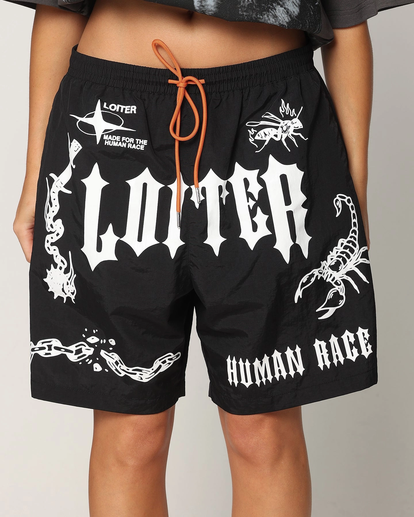 Loiter Sketch Book Walk Shorts Black Low Rise Fit Versatile Fit