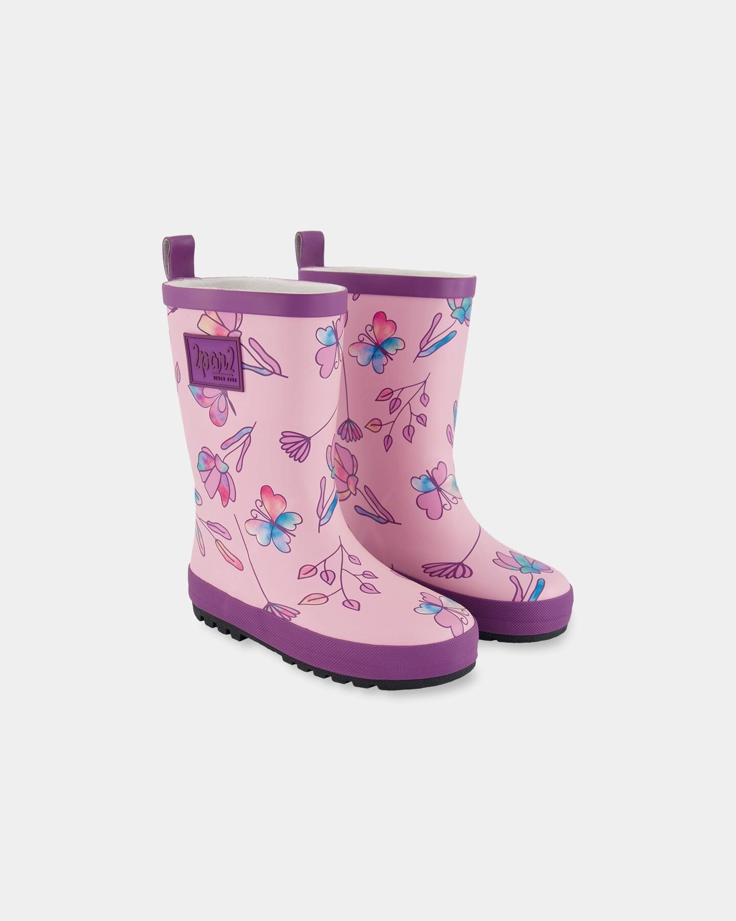 No Odor All Base Printed Rain Boots Lilac And Multicolored Butterfly