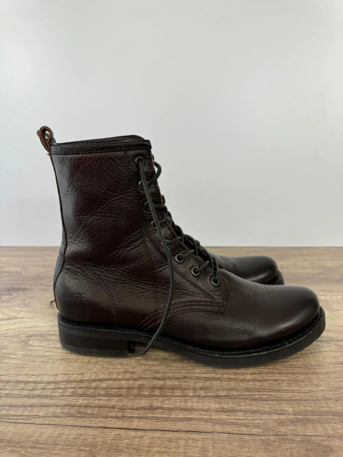 FRYE VERONICA COMBAT LEATHER BOOTS