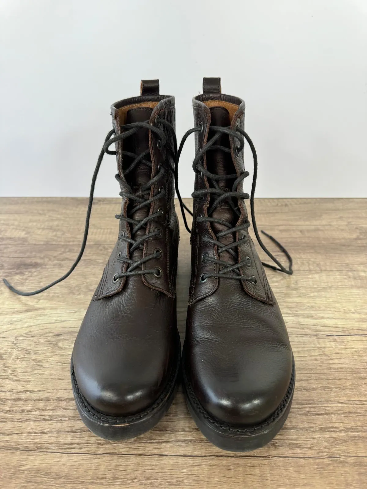FRYE VERONICA COMBAT LEATHER BOOTS