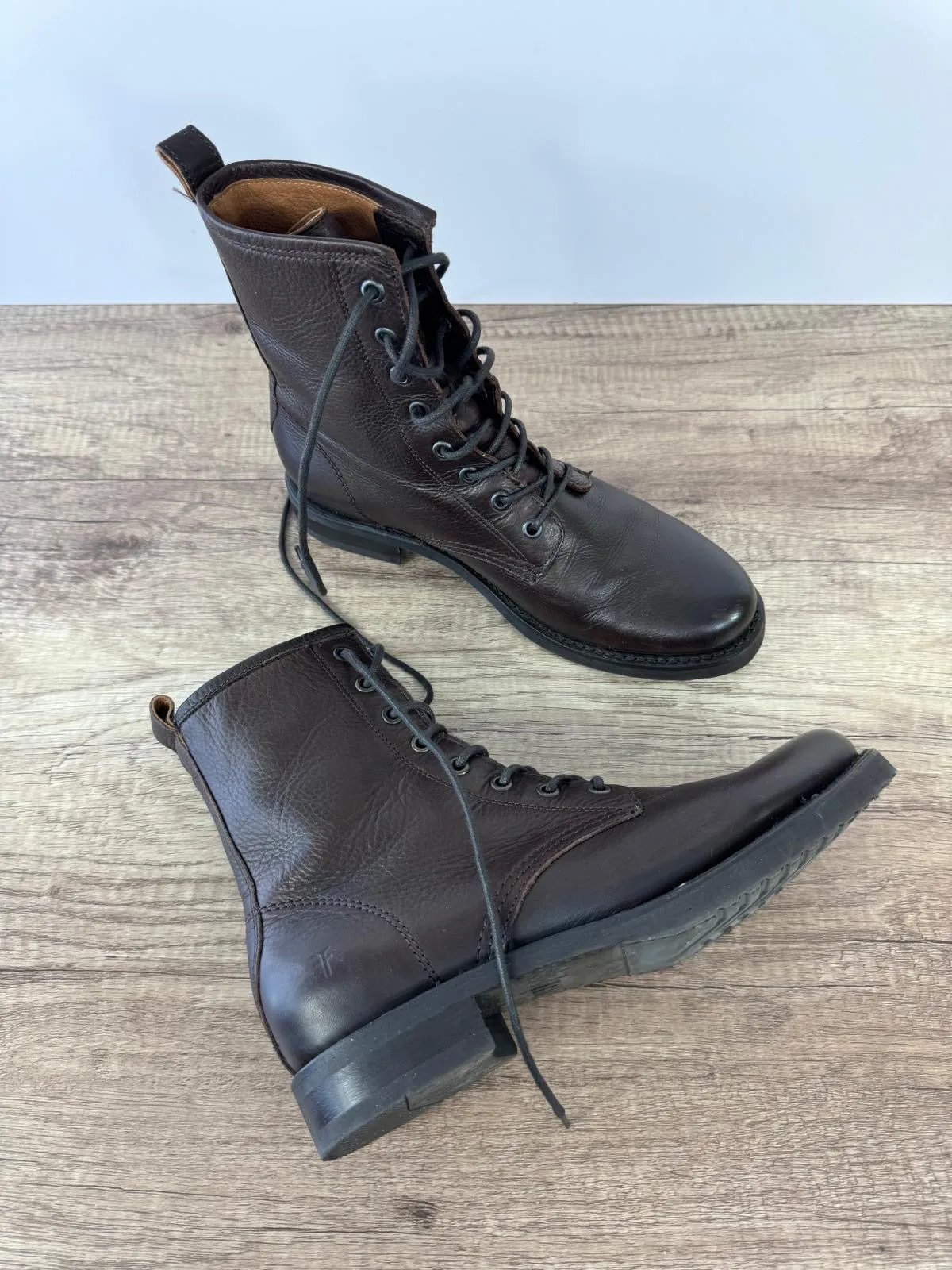 FRYE VERONICA COMBAT LEATHER BOOTS