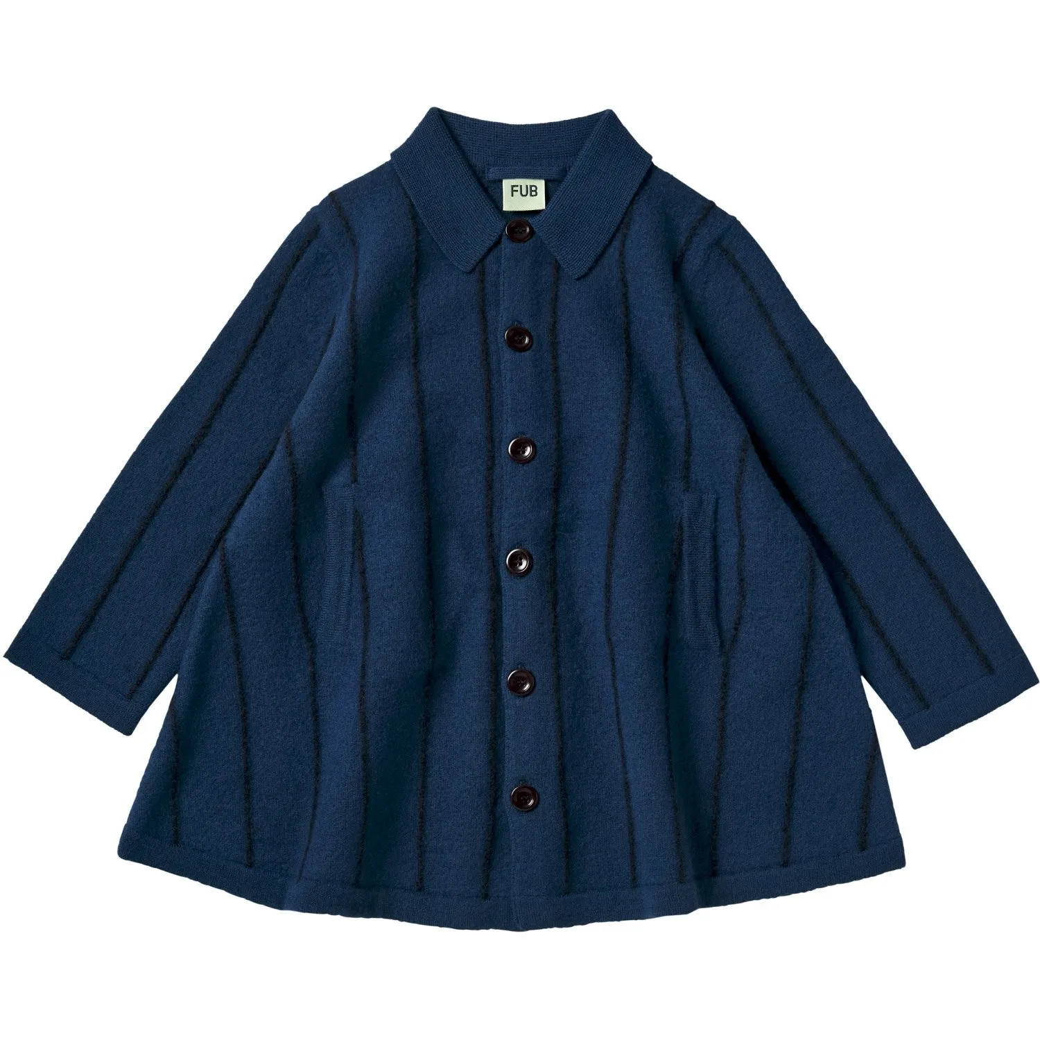 FUB Pond Blue Felted Coat Weatherproof Zipper Seals Sport Inspired Style