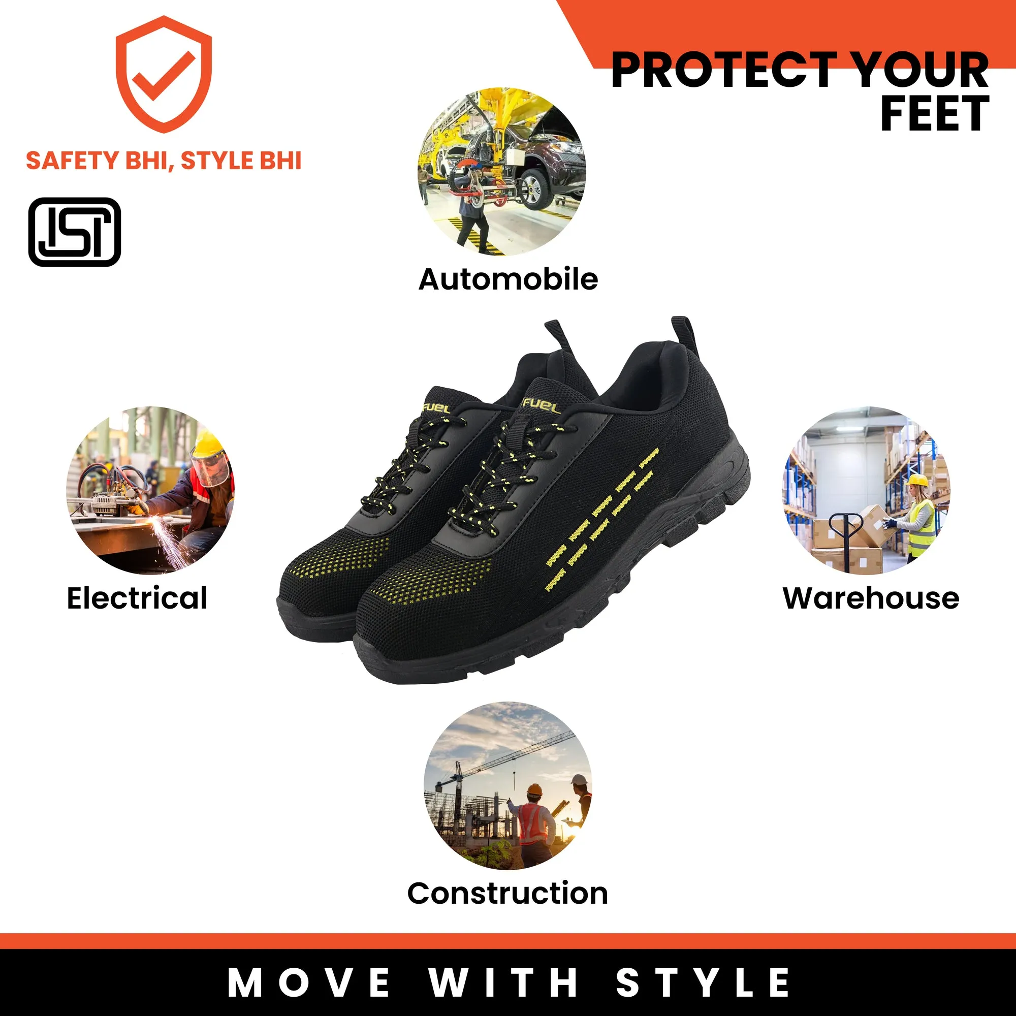 Fuel Armour 1 SD Safety Shoes for Men's (Black)