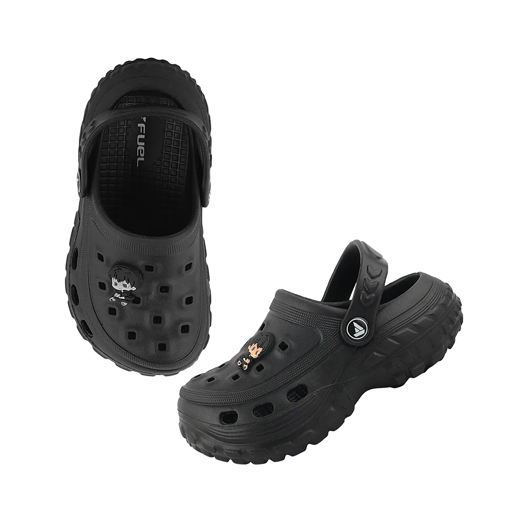 FUEL PODDLE BLACK Clogs Slipper for 4-10 Years Boys/girls (PODDLE BLACK)