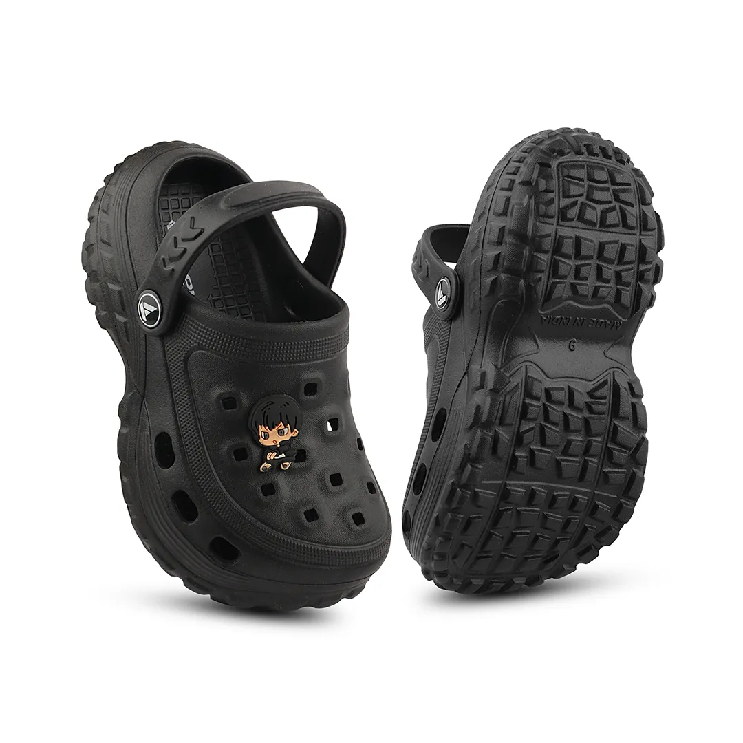 FUEL PODDLE BLACK Clogs Slipper for 4-10 Years Boys/girls (PODDLE BLACK)
