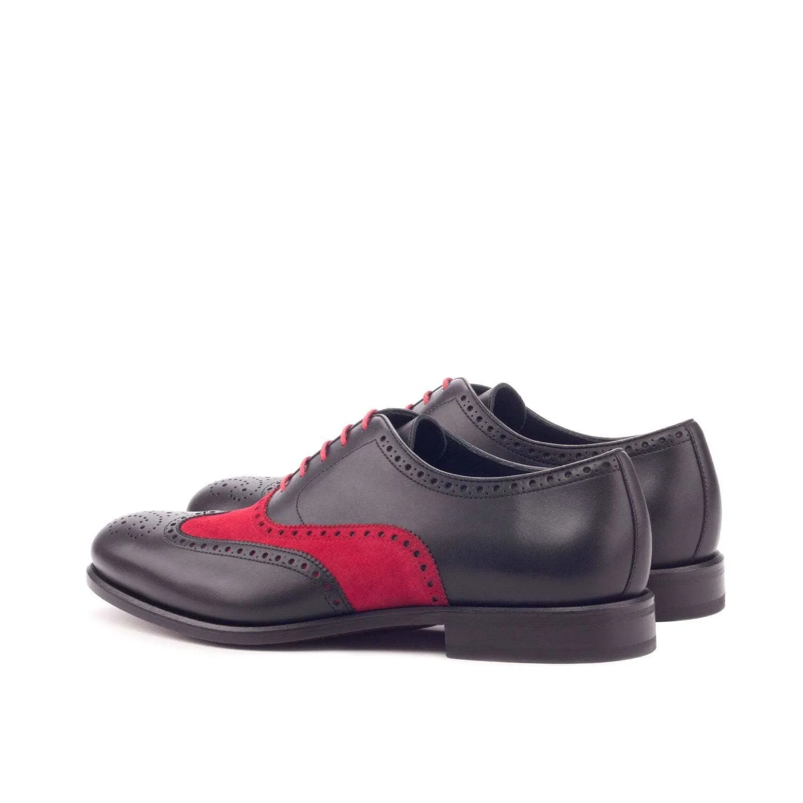 Full Brogue-Kid Suede, Box Calf, Red, Black-Wholesale